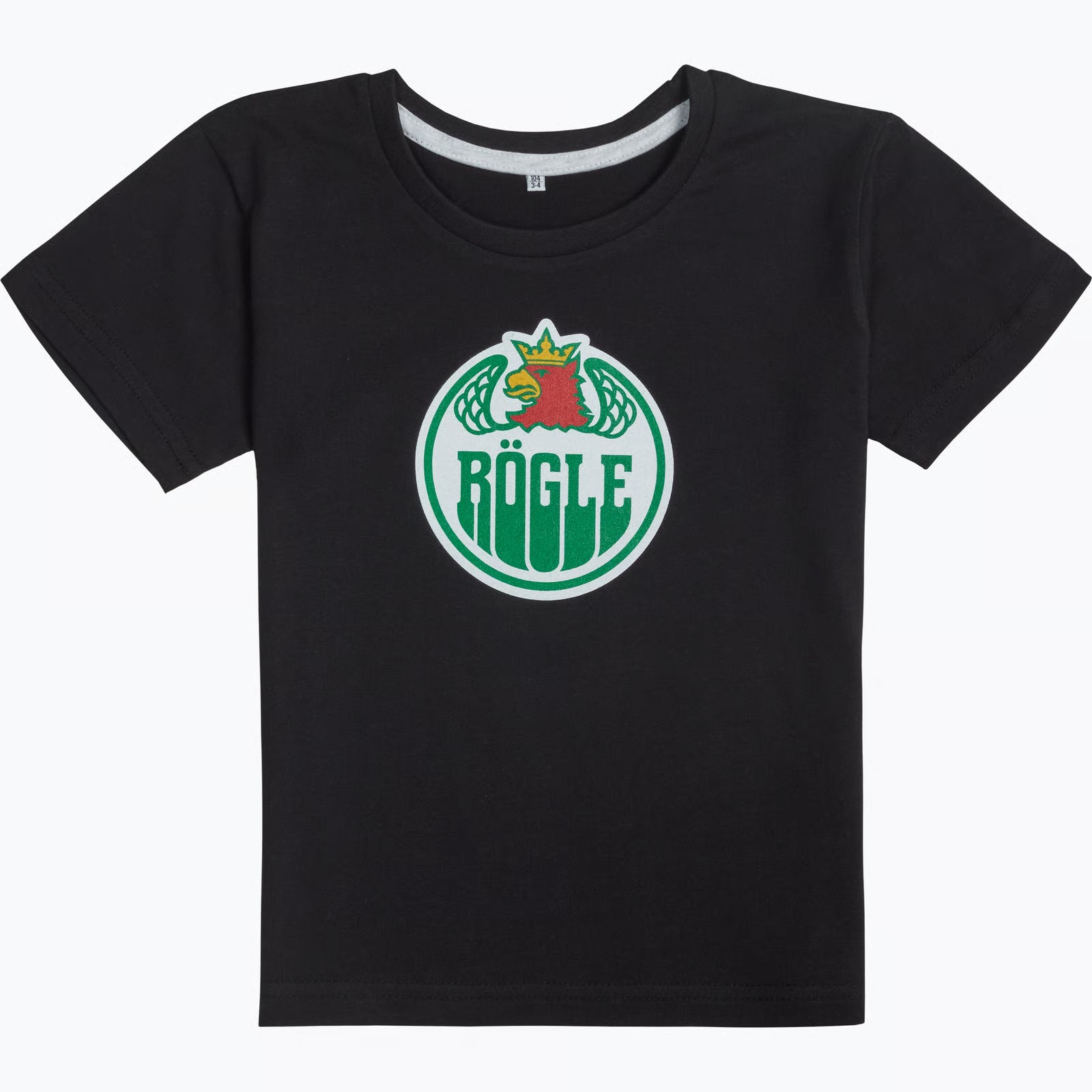 Svart t-shirt med logo på bröstet.