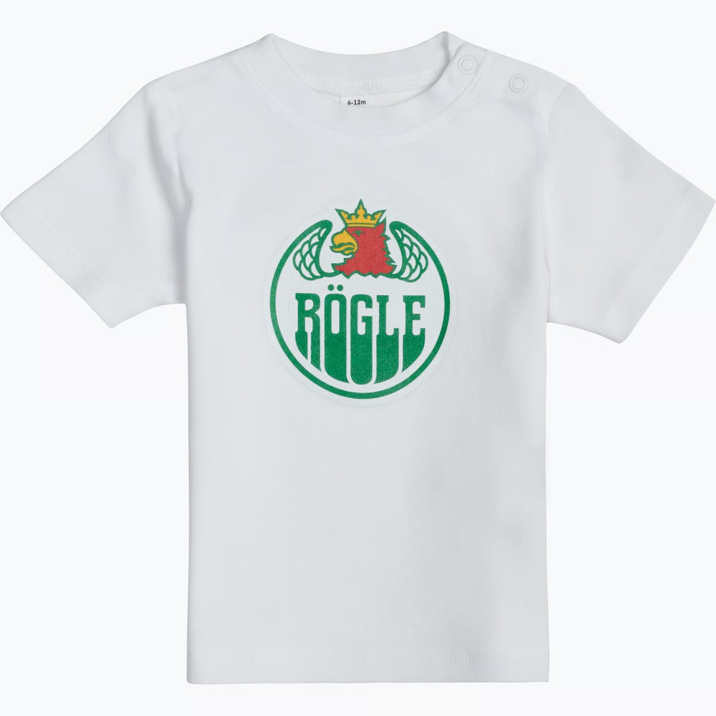 Vit t-shirt med tryck på bröstet.