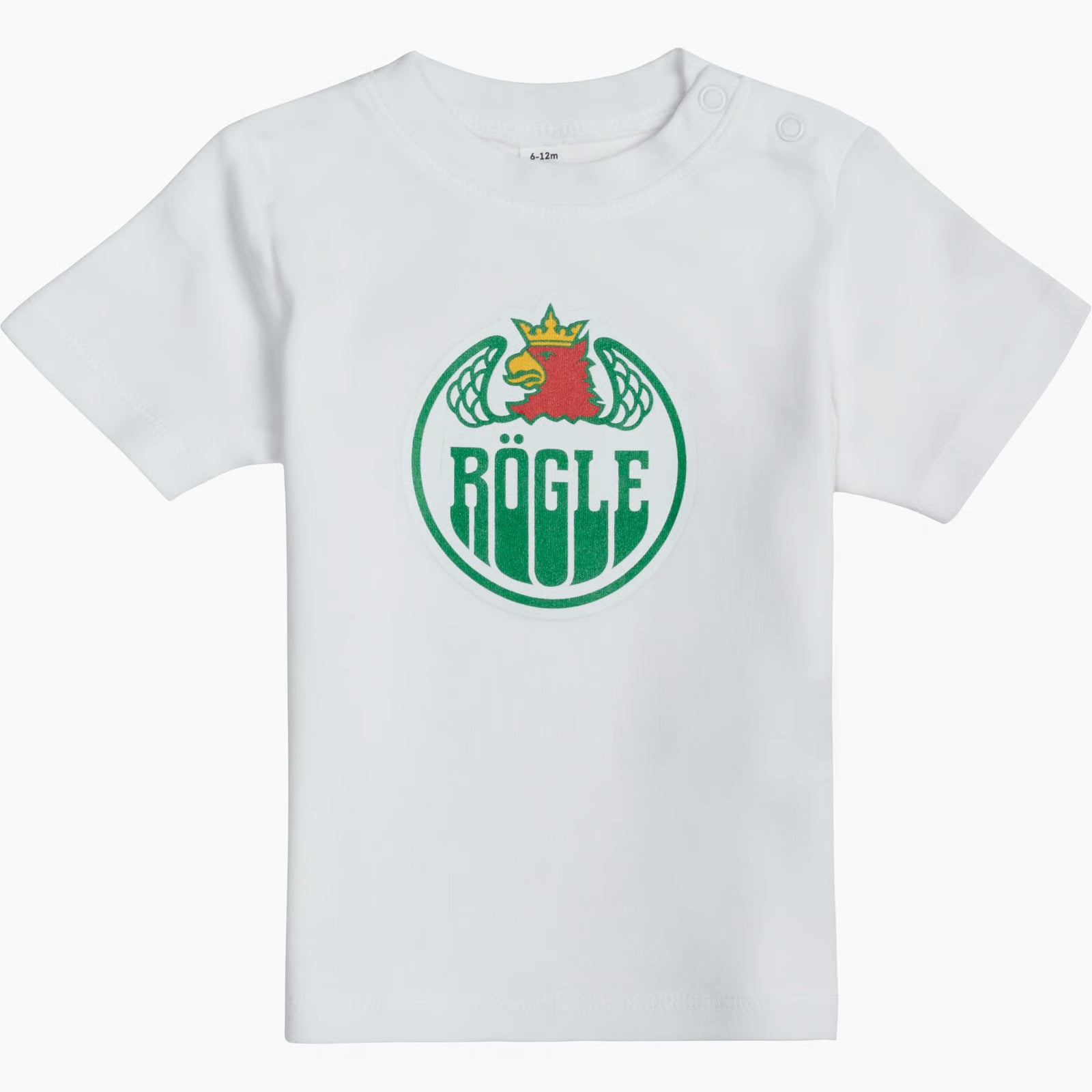 Vit t-shirt med tryck på bröstet.