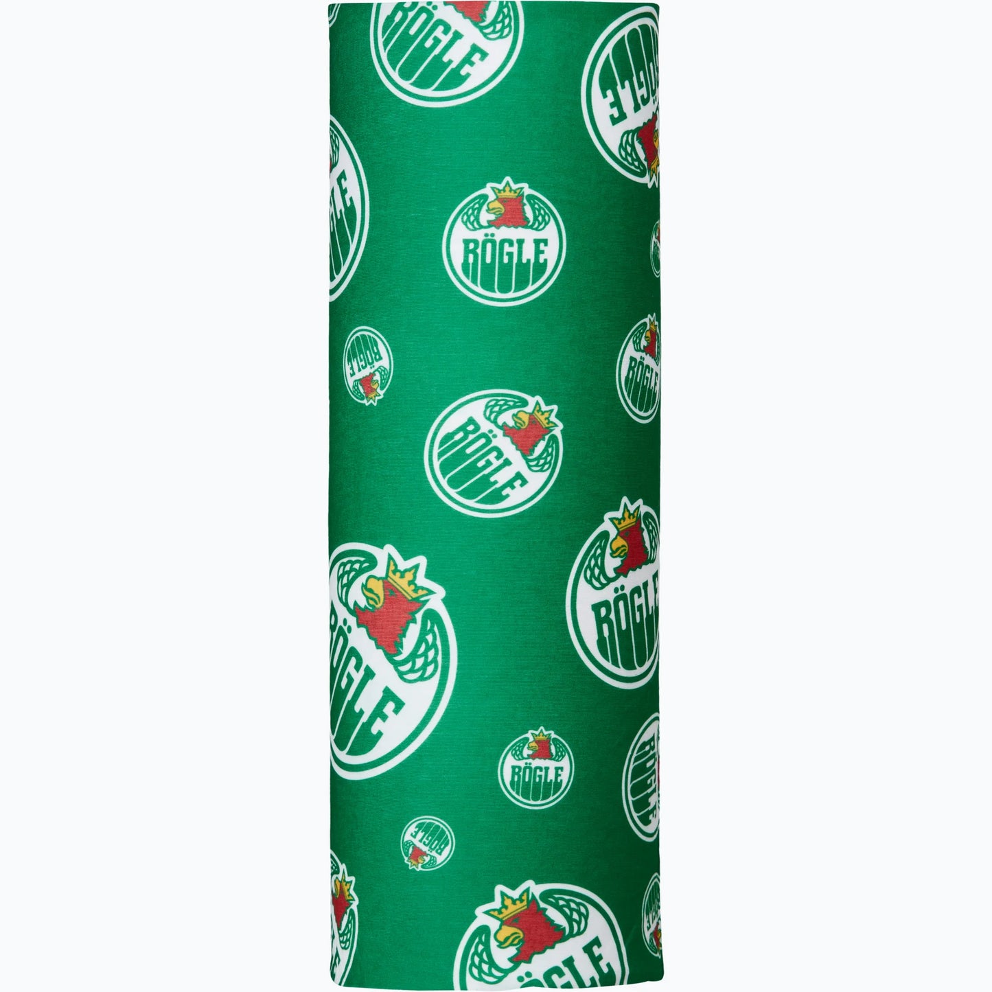 Grön buff med många små upprepade logotyper