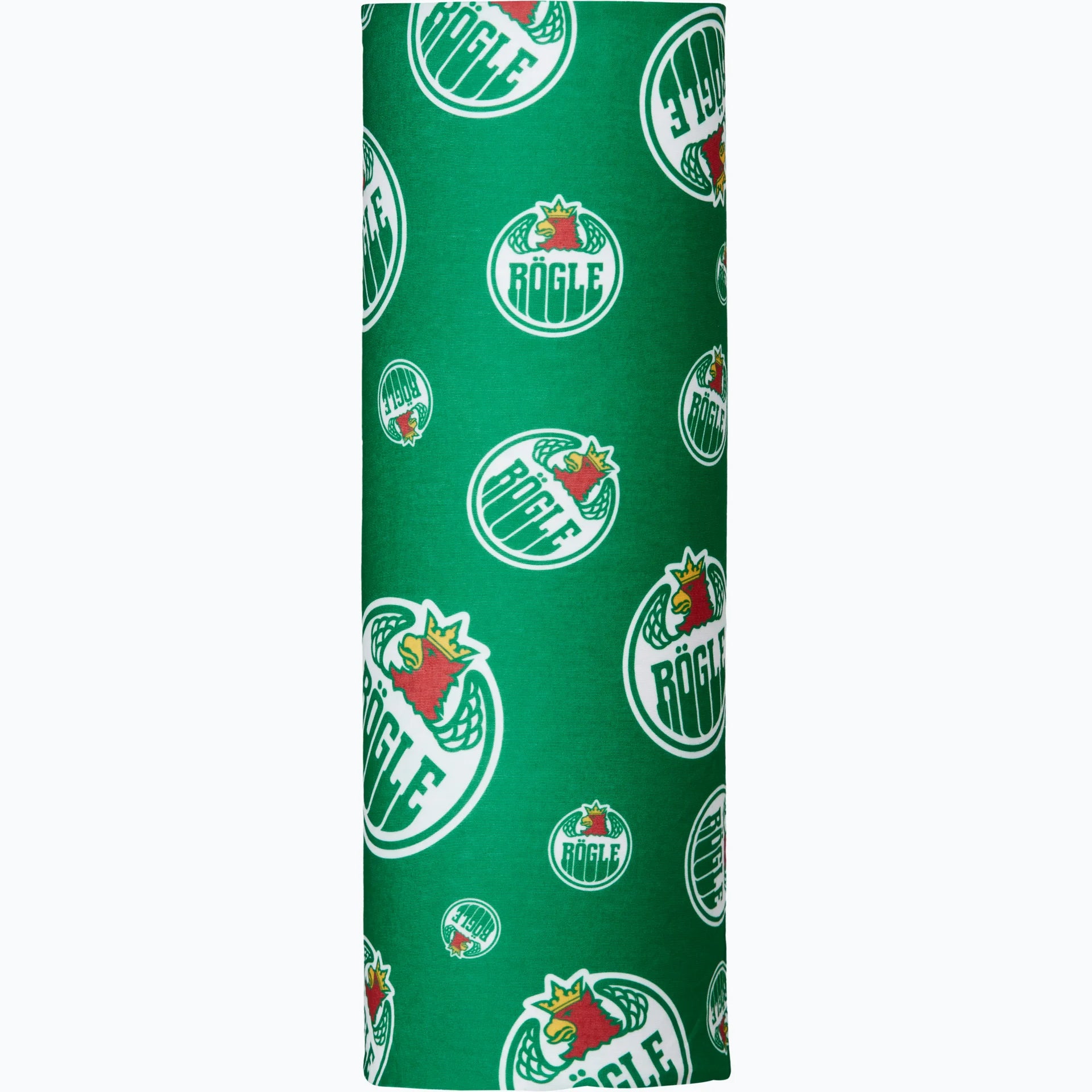 Grön buff med många små upprepade logotyper