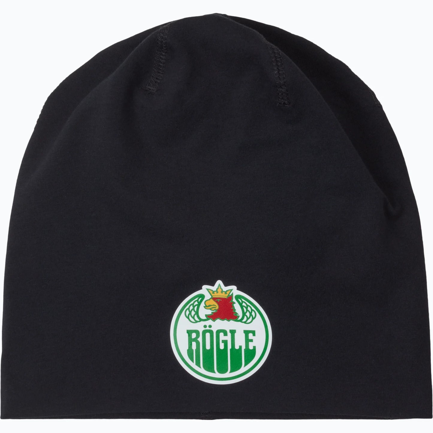 Svart mössa med logotyp.