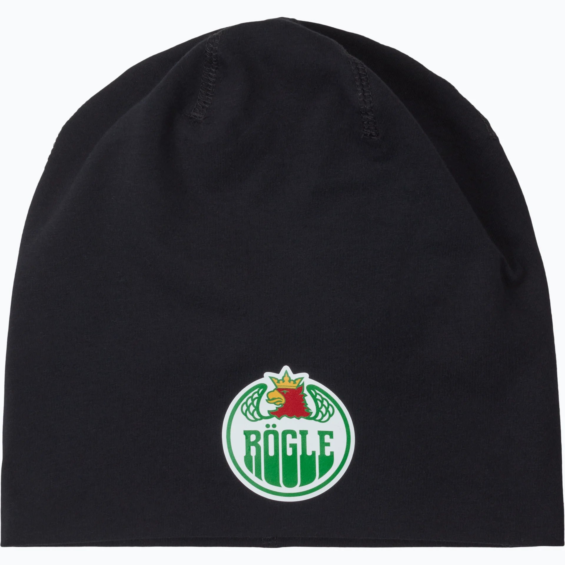Svart mössa med logotyp.