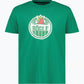 Grön t-shirt med logotyp på bröstet.