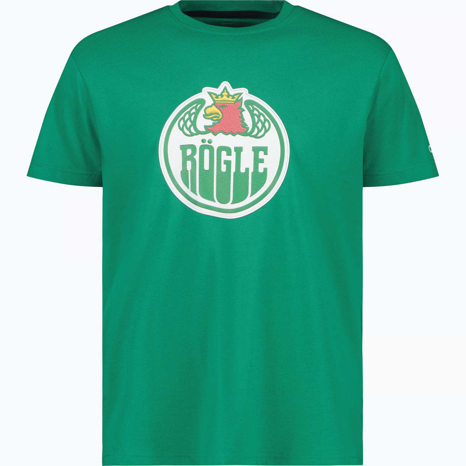 Grön t-shirt med logotyp på bröstet.