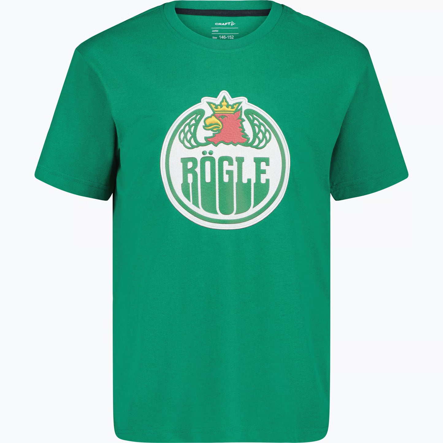 Grön t-shirt med stor logotyp på bröstet.
