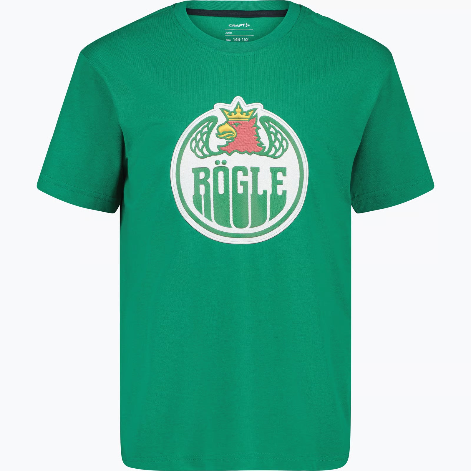 Grön t-shirt med stor logotyp på bröstet.