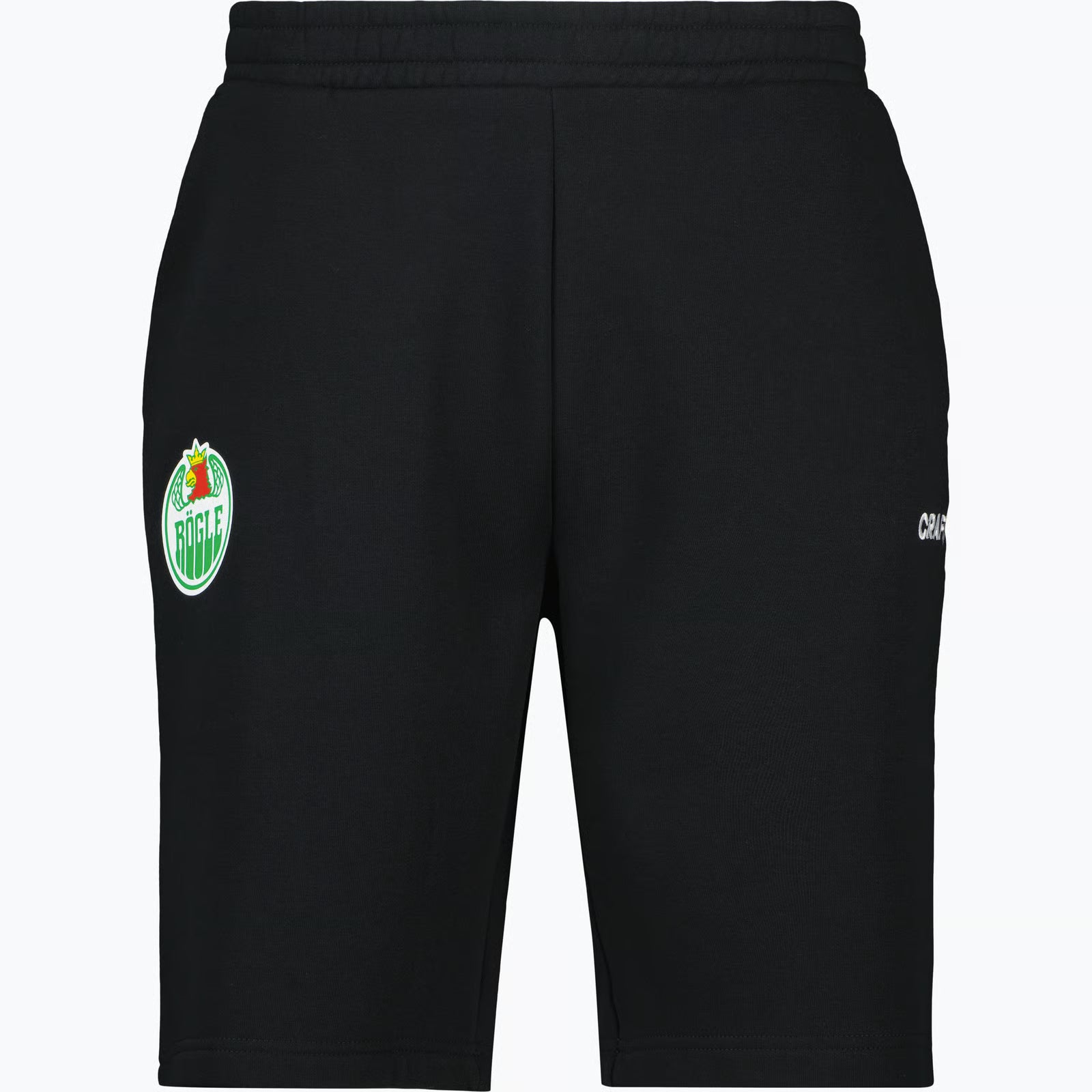 Svarta shorts med logo på ena benet.