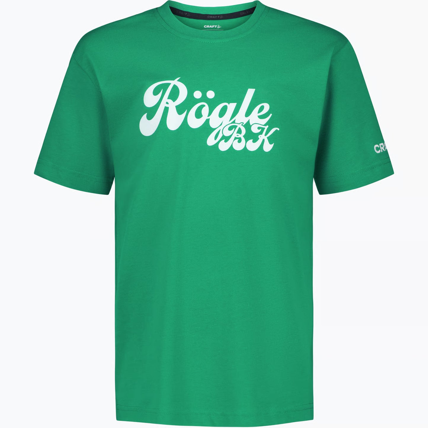 Grön t-shirt med Rögle tryckt över bröstet.