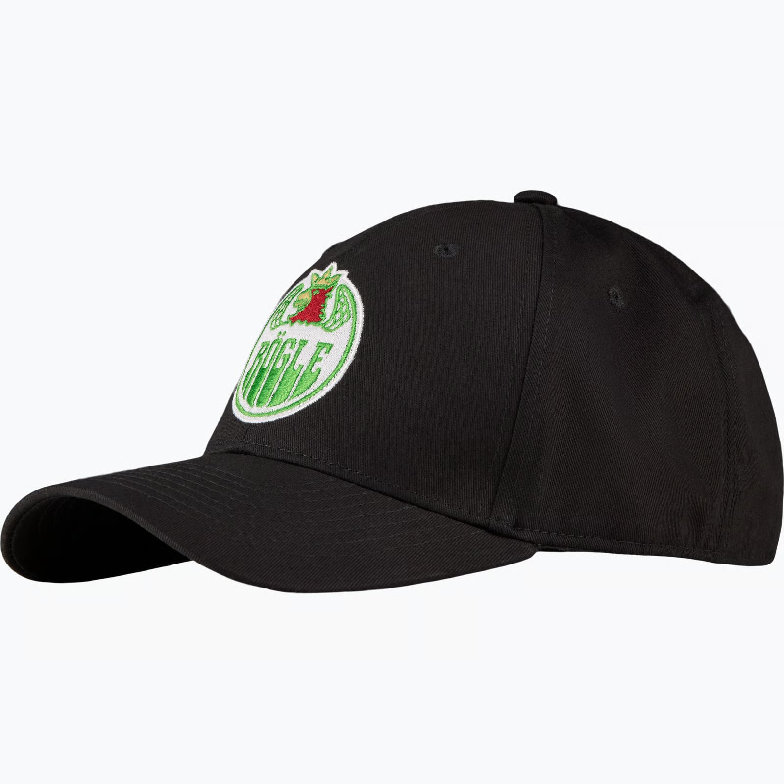 Svart keps med logotyp.